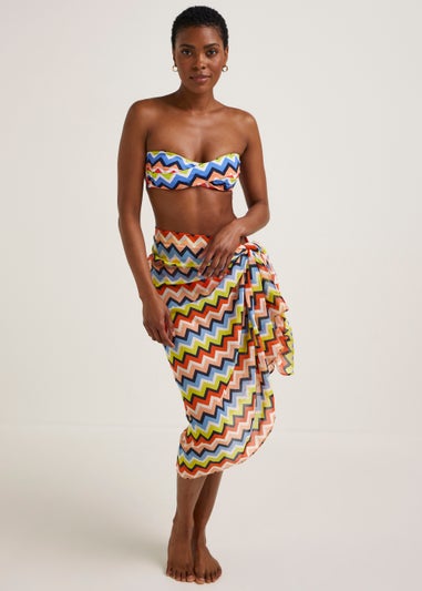 Multicoloured Zig Zag Print Sarong