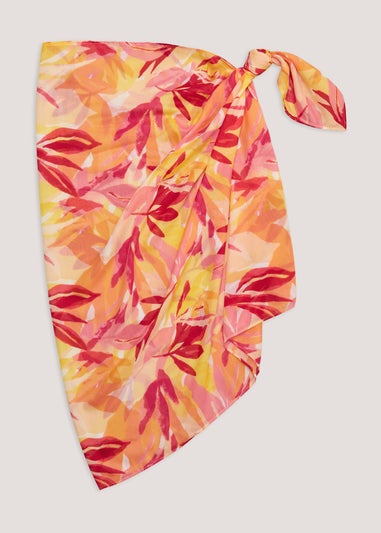Multicoloured Leaf Print Sarong