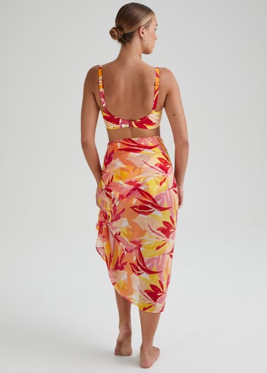 Multicoloured Leaf Print Sarong