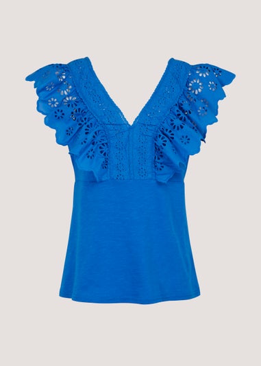 Blue Shiffley V-Neck Vest Top