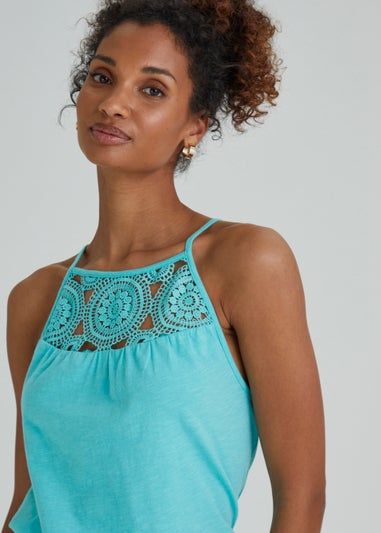 Blue Crochet Lace Cami Top