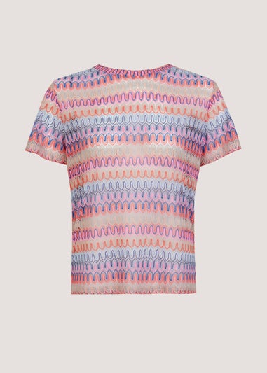 Multicoloured Zigzag Lace T-Shirt
