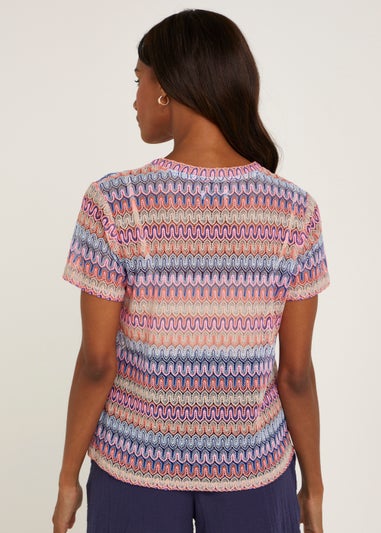 Multicoloured Zigzag Lace T-Shirt
