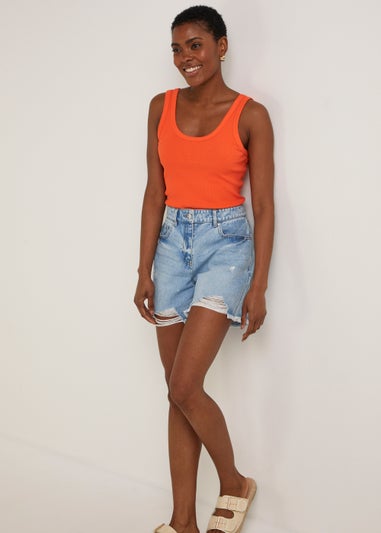 Orange Scoop Ribbed Jersey Vest Top