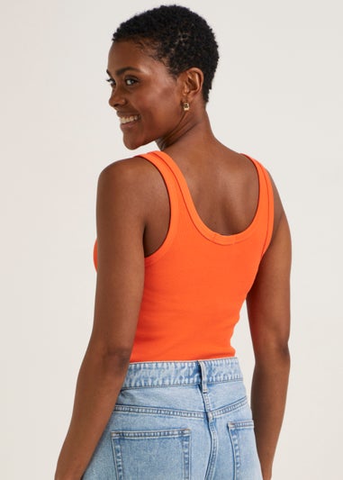 Orange Scoop Ribbed Jersey Vest Top