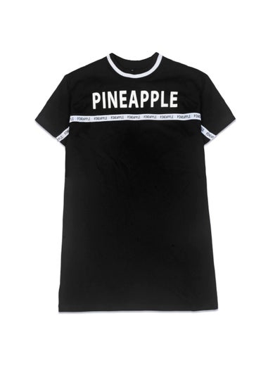 Girls Pineapple Black Stripe T-Shirt Dress (5-13yrs)
