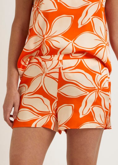 Orange Floral Pyjama Shorts