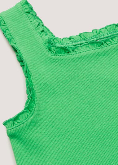 Girls Green Frill Cropped Vest Top (4-13yrs)
