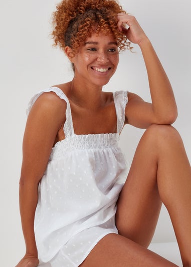 White Woven Dobby Cami Top & Shorts Set