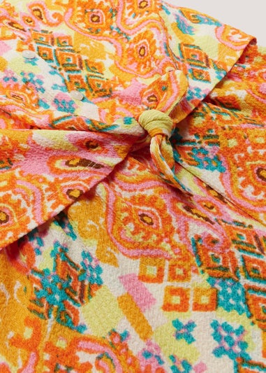 Girls Mini Me Orange Crinkle Tie Playsuit (4-13yrs)