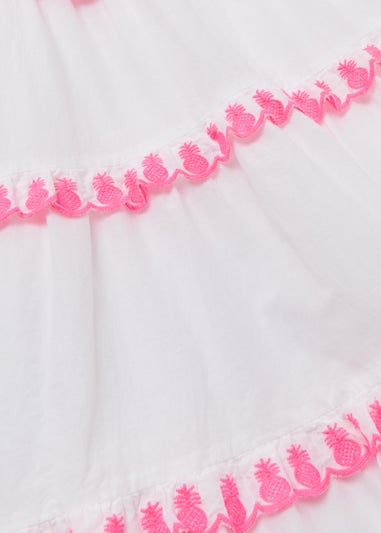 Girls White Pineapple Tiered Dress (4-13yrs)