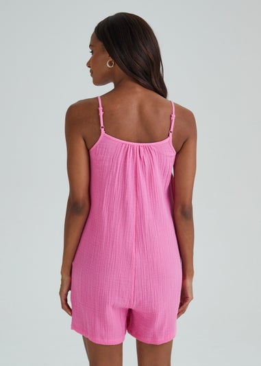 Pink Double Cloth Playsuit