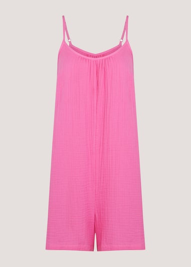 Pink Double Cloth Playsuit