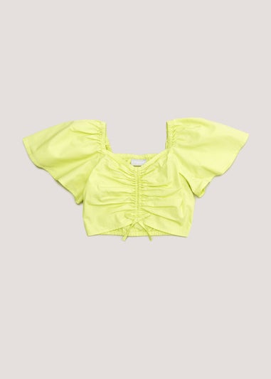 Girls Lime Tie Front Crop Top (4-13yrs)