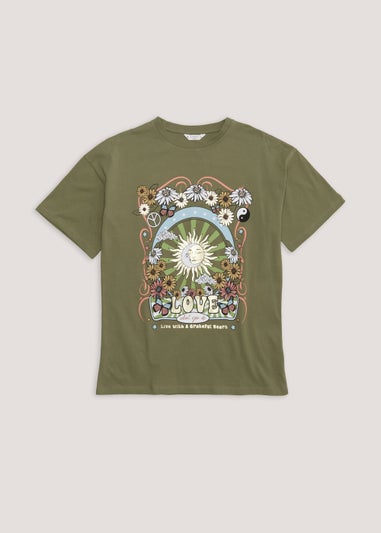 Girls Candy Couture Khaki Retro T-Shirt (9-16yrs)