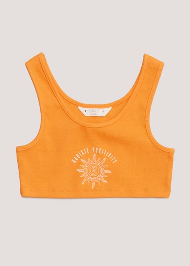 Girls Candy Couture Orange Slogan Crop Top (9-16yrs)