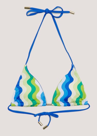 Be Beau Blue & Green Wiggle Bikini Top