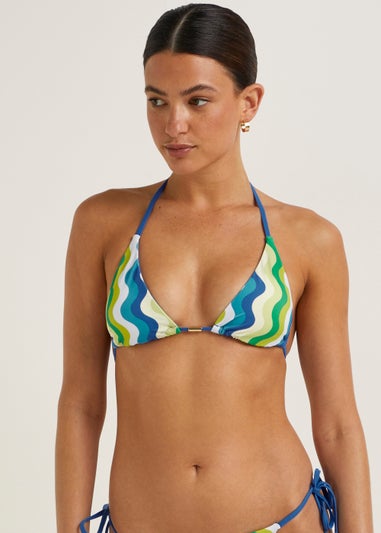 Be Beau Blue & Green Wiggle Bikini Top