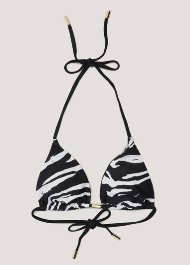 Be Beau Black Zebra Print Bikini Top