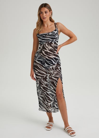 Be Beau Black Zebra Print Chiffon Dress