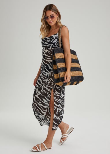 Be Beau Black Zebra Print Chiffon Dress