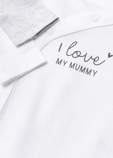 Baby 2 Pack White I Love Mummy & Daddy Bodysuits (Tiny Baby-18mths)