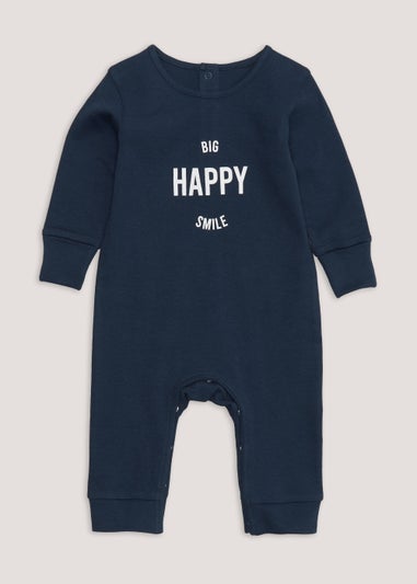 Baby Navy Slogan Footless Sleepsuit (Tiny Baby-18mths)