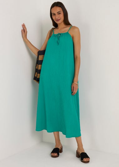 Teal High Apex Midi Dress