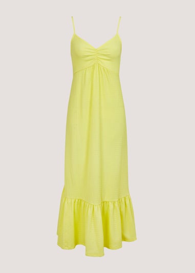 Yellow Crinkle Midi Dress