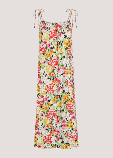 Floral Linen Blend Midi Dress