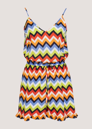 Multicoloured Zigzag Playsuit