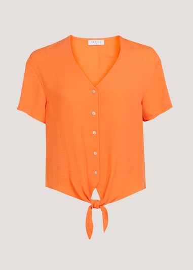 Orange Tie Front Shirt