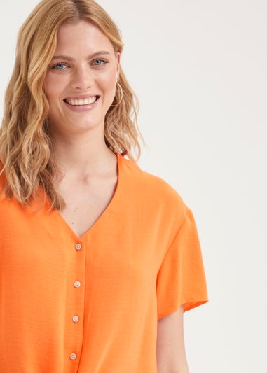 Orange Tie Front Shirt