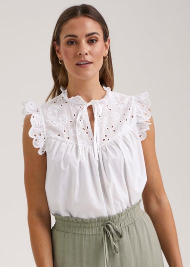 White Schiffli Blouse