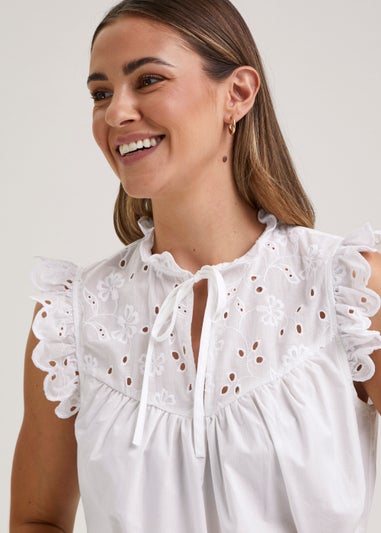 White Schiffli Blouse