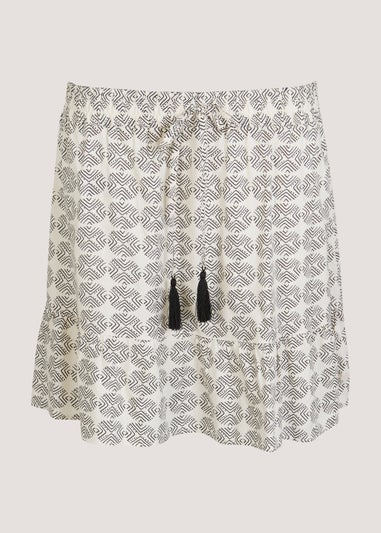 Black Print Mini Skirt