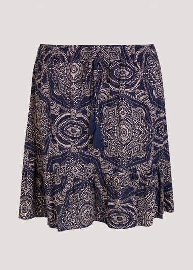 Blue Print Mini Skirt