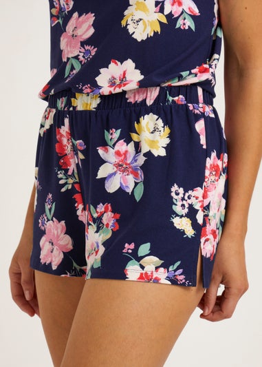 Navy Floral Pyjama Shorts