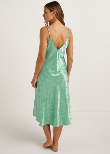 Green Floral Satin Nightie