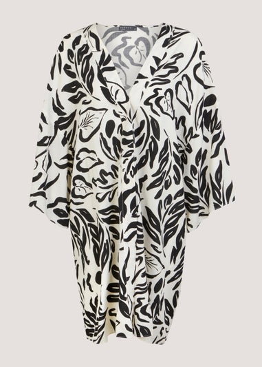 Papaya Curve Cream Print Kimono