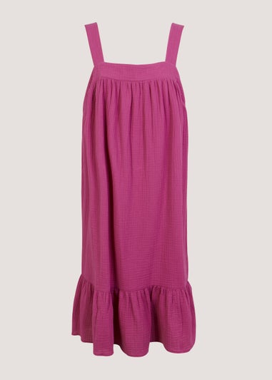 Papaya Curve Purple Double Cloth Strappy Dress