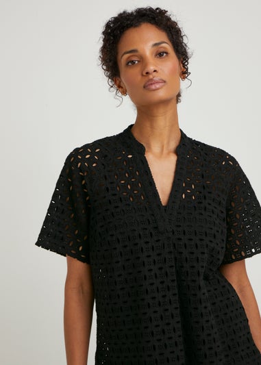 Et Vous Black Schiffli Co-Ord Popover Blouse