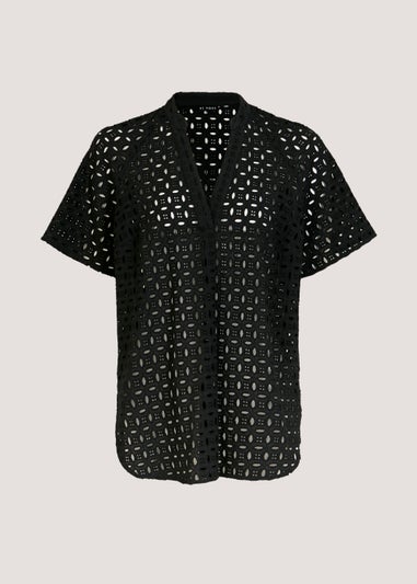 Et Vous Black Schiffli Co-Ord Popover Blouse