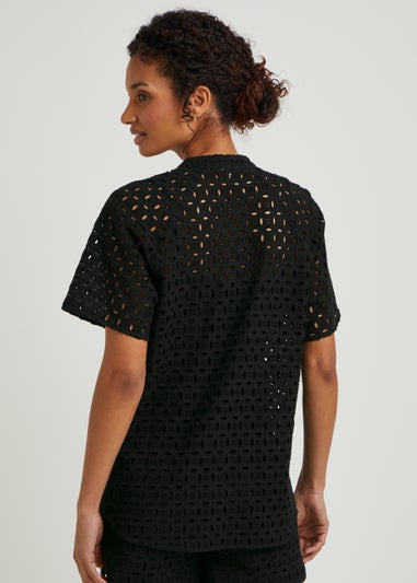 Et Vous Black Schiffli Co-Ord Popover Blouse