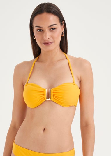 Et Vous Yellow Trim Bandeau Bikini Top