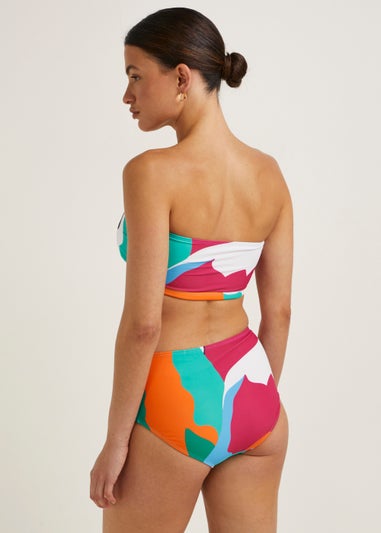 Multicoloured Abstract Print Bandeau Bikini Top