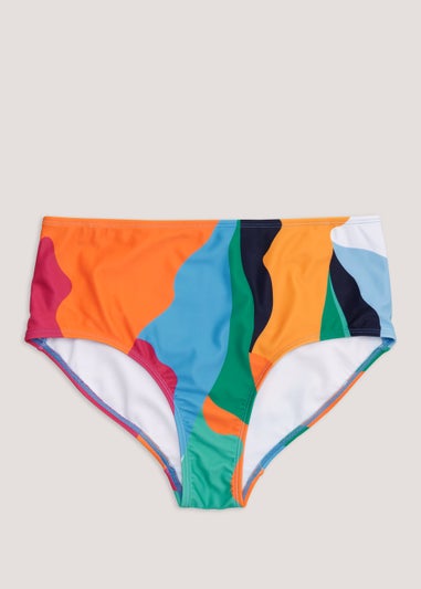 Multicoloured Abstract Print Midi Bikini Bottoms