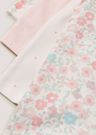 Baby 4 Pack Pink Floral Print Rompers (Newborn-18mths)
