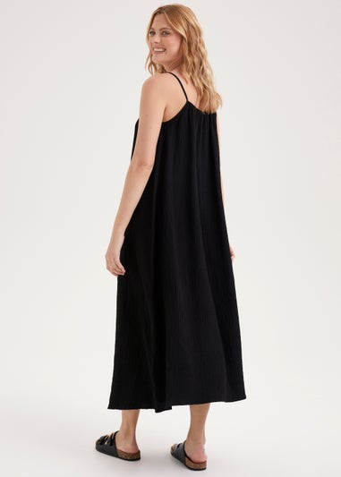 Black High Neck Midi Dress