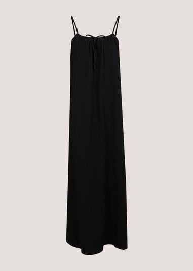 Black High Neck Midi Dress